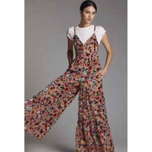 Hutch Multicolor Floral Sequin Wide-Leg Jumpsuit on Tan